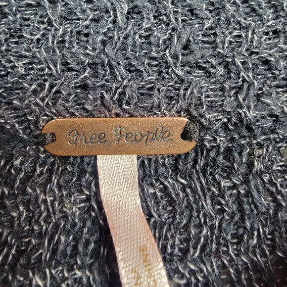 Free People Waffle Knit Wrap Hem Sweater Women’s Small Blue Cotton Blend - Picture 4 of 10